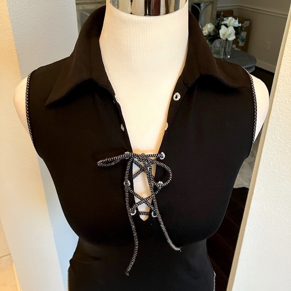 Vintage RAYURE Paris Black Top - Picture 6 of 14